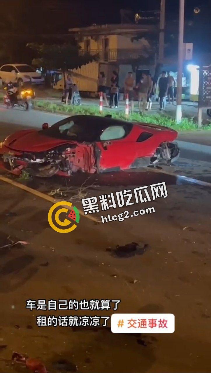 三亚3位小仙女 租法拉利跑车出车祸 后胎撞飞数米 唯一一台法拉利sf90报废-6